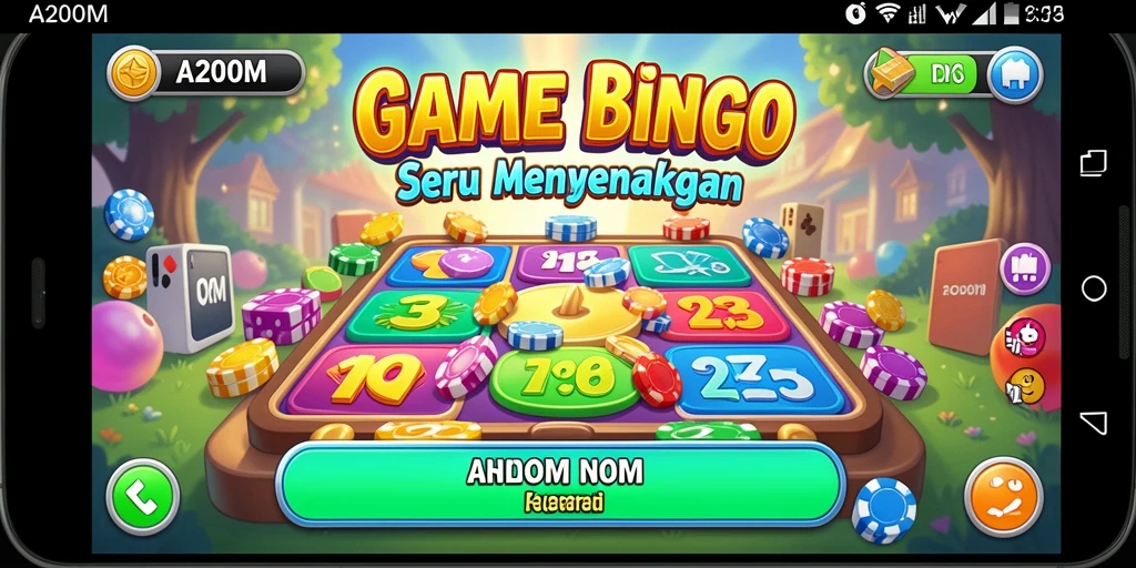 Screenshot A200M menampilkan gameplay Bingo yang seru dan interaktif.