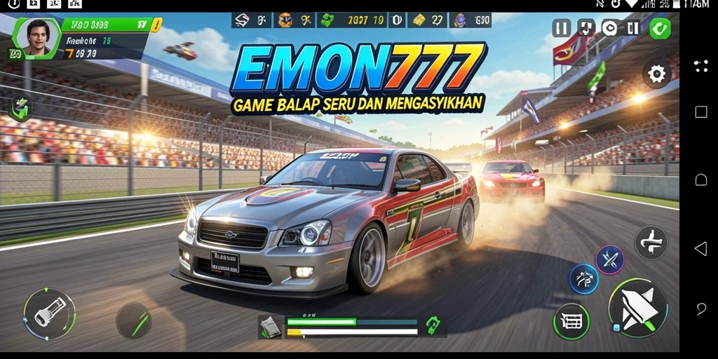 Tampilan gameplay balapan yang intens dan mendebarkan di EMON777.