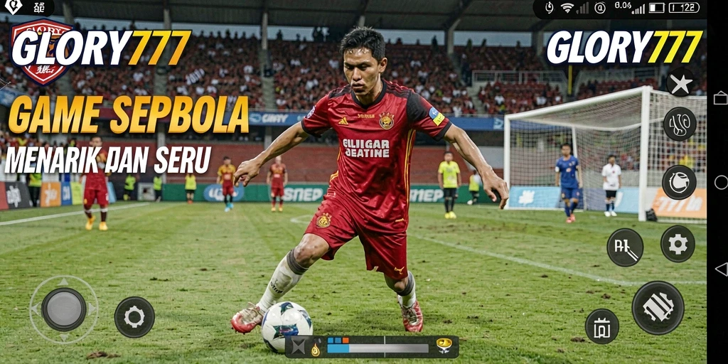 Screenshot gameplay <strong>GLORY777</strong> menampilkan aksi sepak bola yang mendebarkan di lapangan.