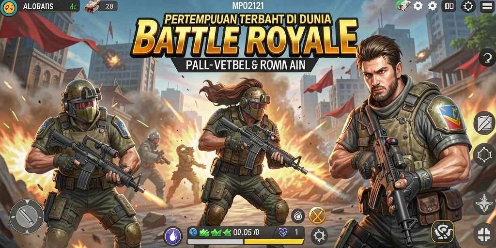 Tampilan game Battle Royale yang mendebarkan dan penuh aksi.