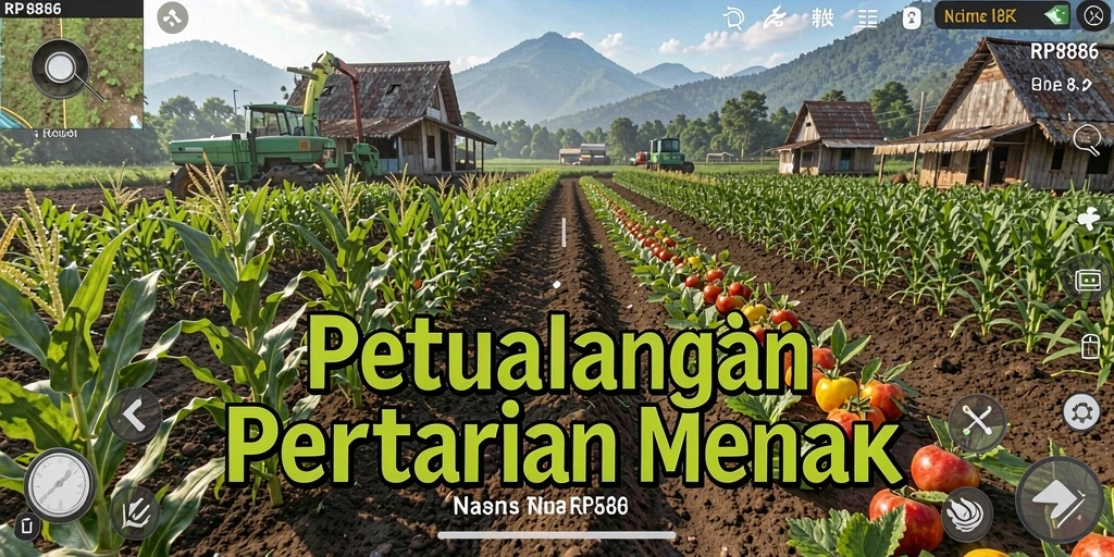 Tampilan gameplay RP886 yang menunjukkan keindahan ladang pertanian.
