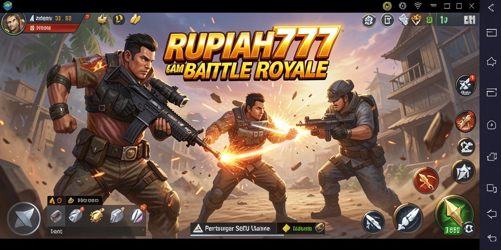 Gambaran aksi mendebarkan dalam gameplay Battle Royale di RUPIAH777.
