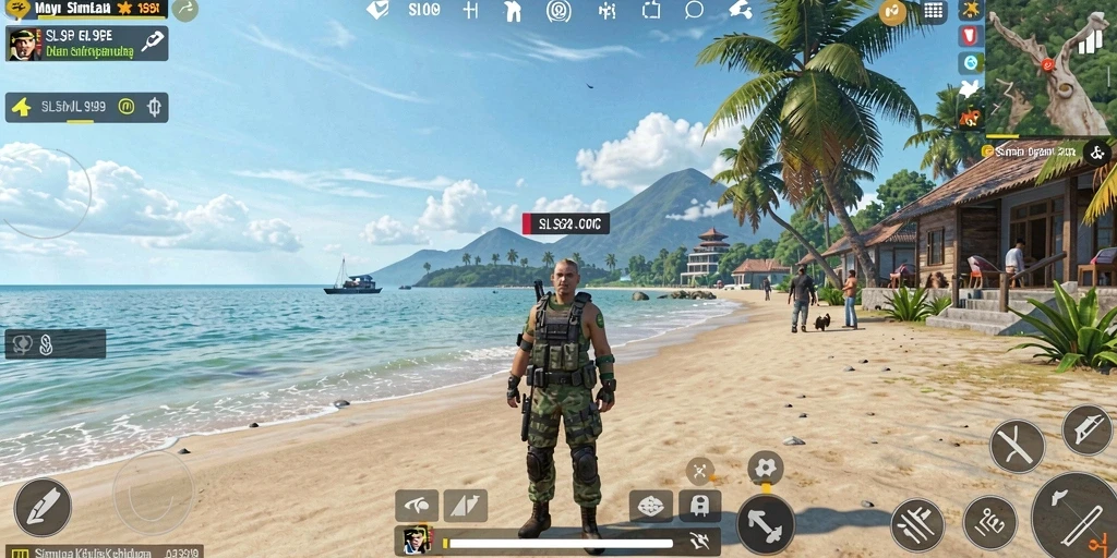Screenshot gameplay SL999 menampilkan kehidupan virtual yang dinamis.