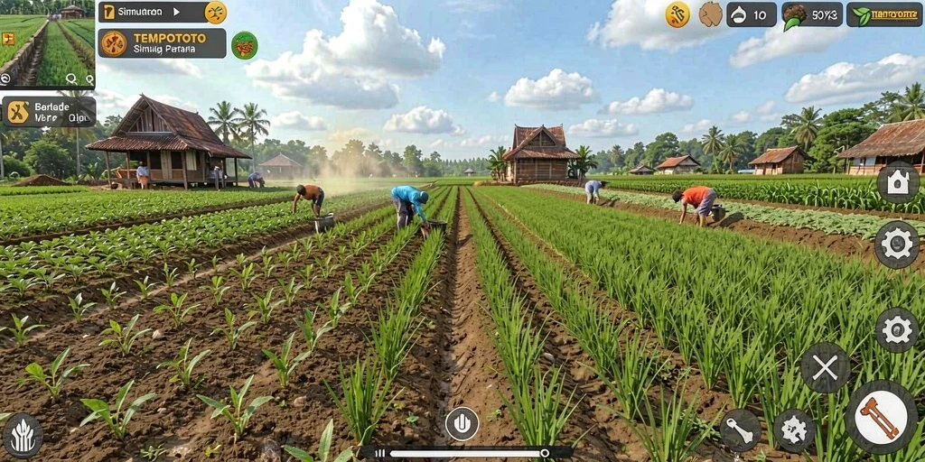 Gameplay menarik di TEMPOTOTO dengan aktivitas bercocok tanam.