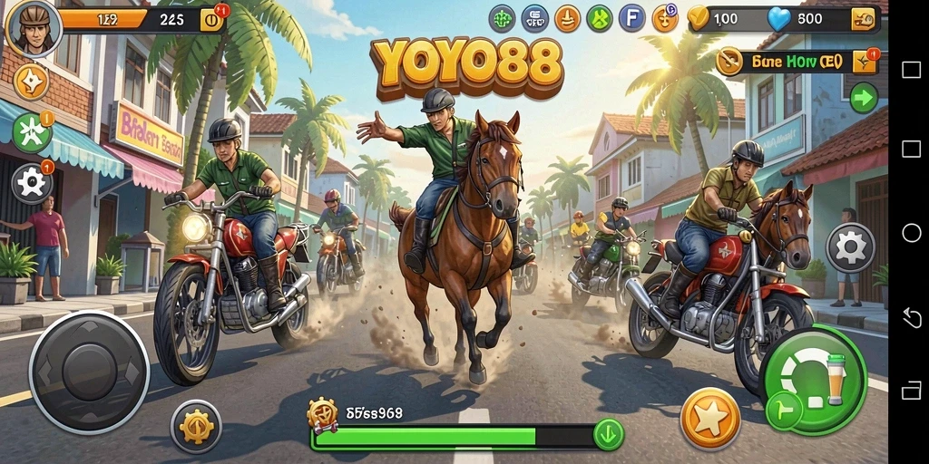 Tampilan gameplay balapan yang mendebarkan di YOYO88.